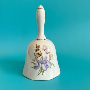 Vintage Porcelain Bell Purple Iris Butterflies UCGC Scallop Edge